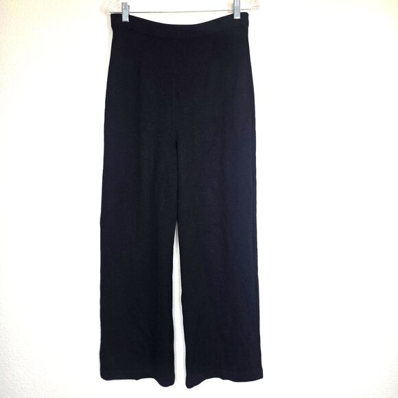 ST. JOHN BASICS Black Santana Knit Pants 10 Pull On USA Vintage Straight Flaws - Picture 1 of 16